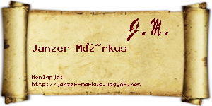 Janzer Márkus névjegykártya